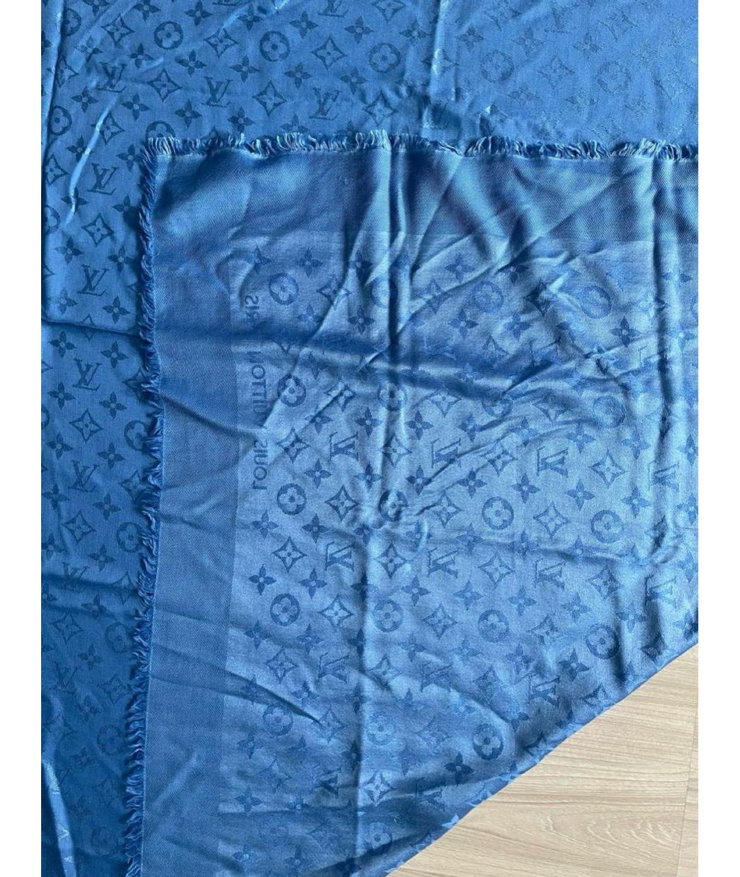 LOUIS VUITTON PRE-OWNED Голубой шерстяной платок, фото 2
