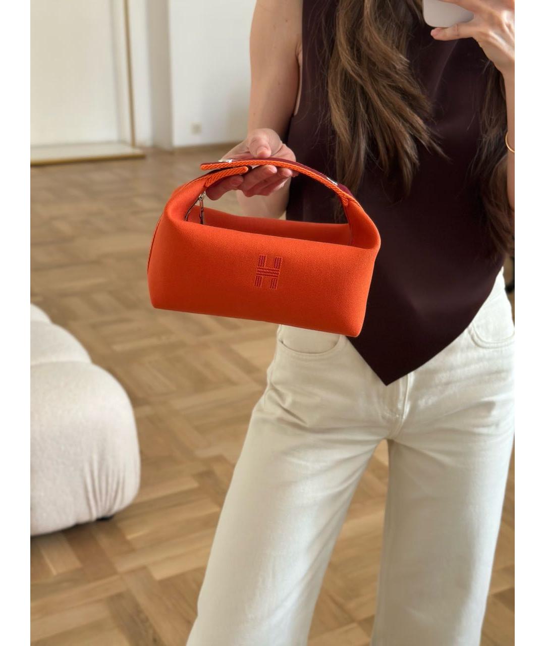 HERMES Оранжевая косметичка, фото 4