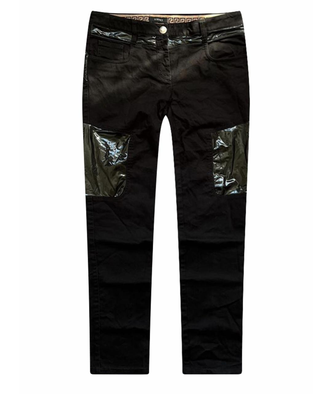 VERSACE Черные хлопко-эластановые джинсы слим, фото 1