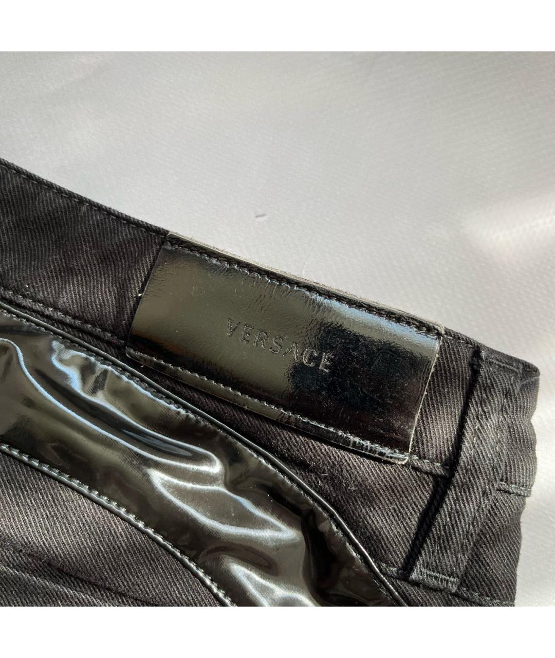 VERSACE Черные хлопко-эластановые джинсы слим, фото 4