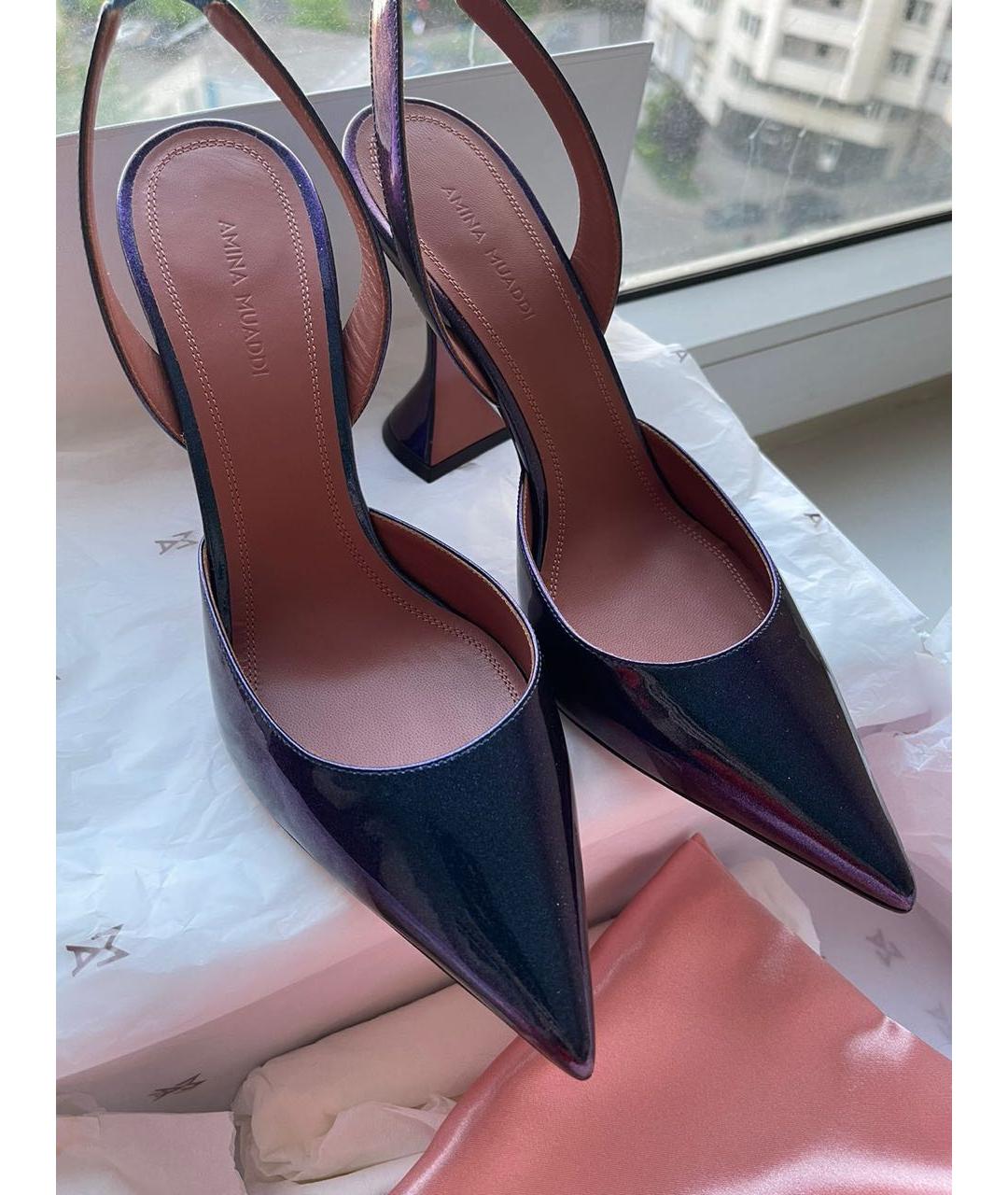 Amina Muaddi Фиолетовые кожаные туфли, фото 2