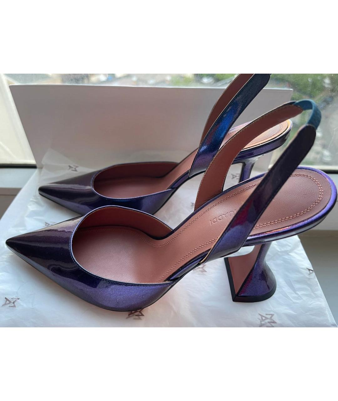 Amina Muaddi Фиолетовые кожаные туфли, фото 3