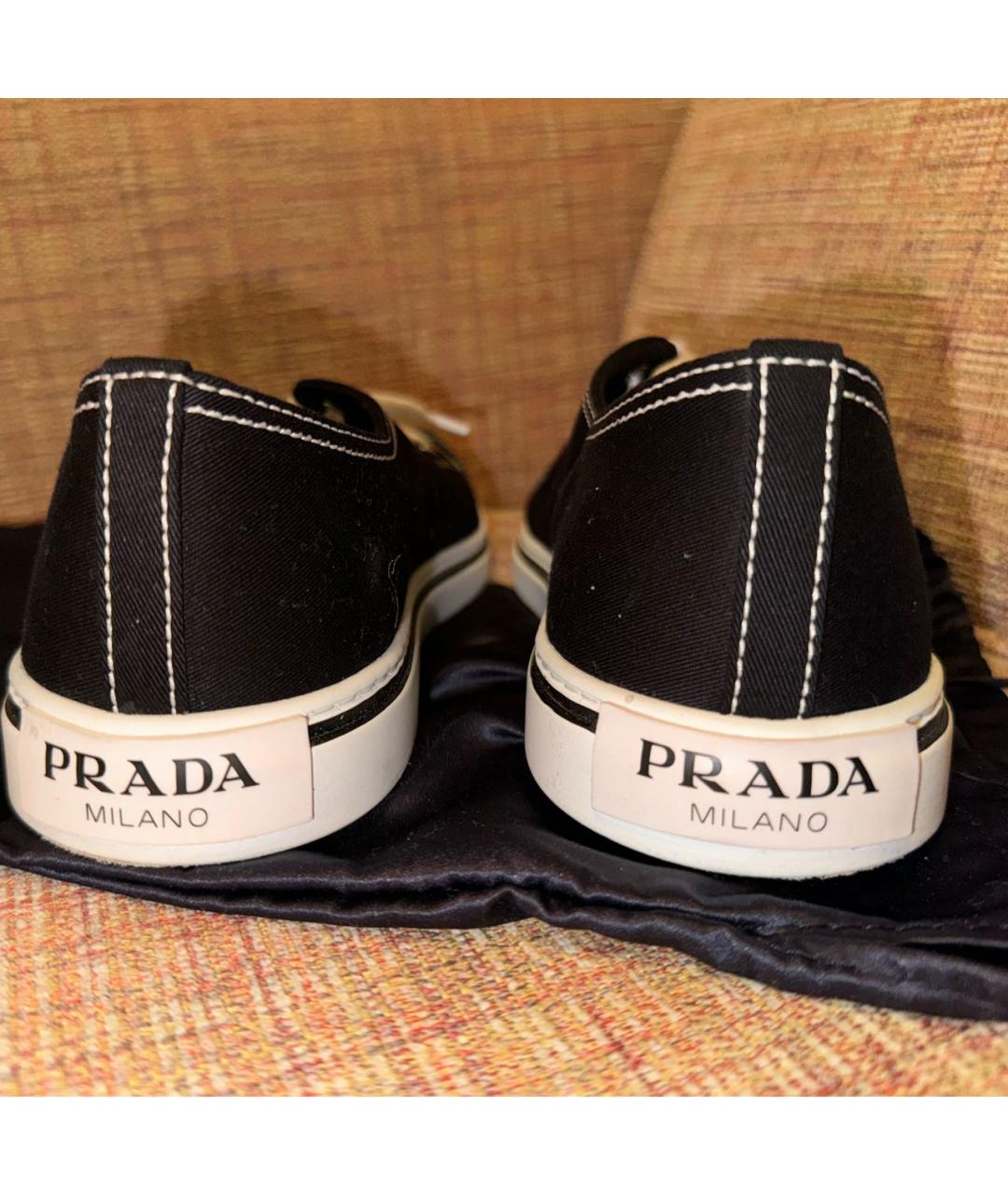 PRADA Черные текстильные кеды, фото 3