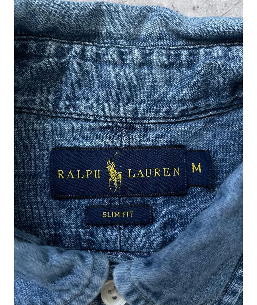 RALPH LAUREN Синяя хлопковая классическая рубашка, фото 4