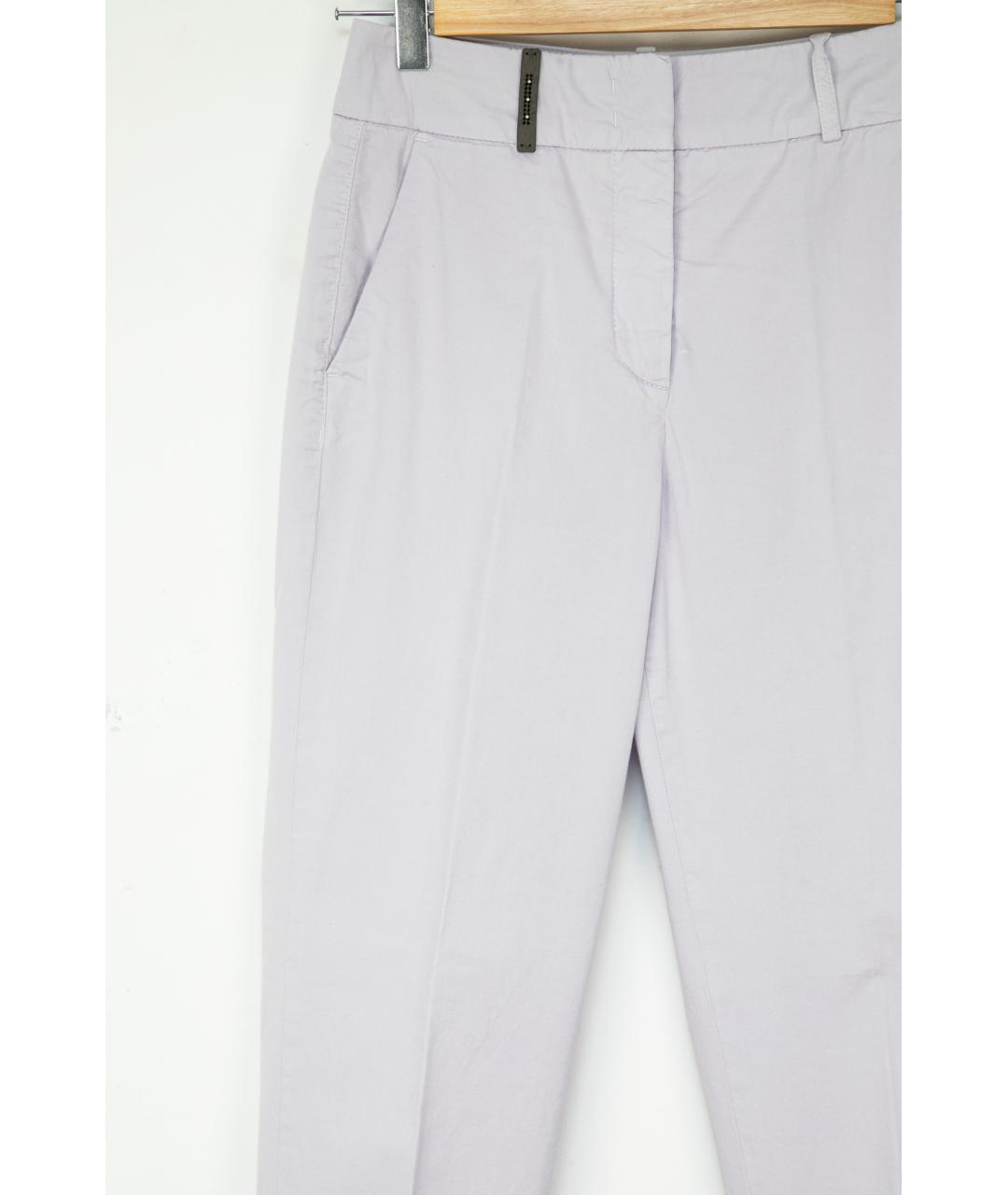 PESERICO Фиолетовые хлопко-эластановые прямые брюки, фото 4