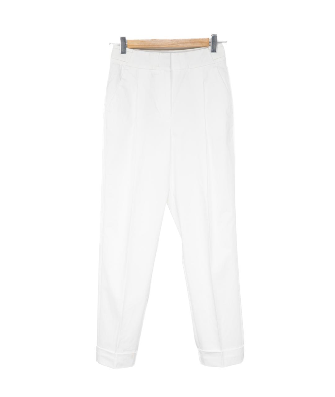 PESERICO Белые хлопко-эластановые прямые брюки, фото 5