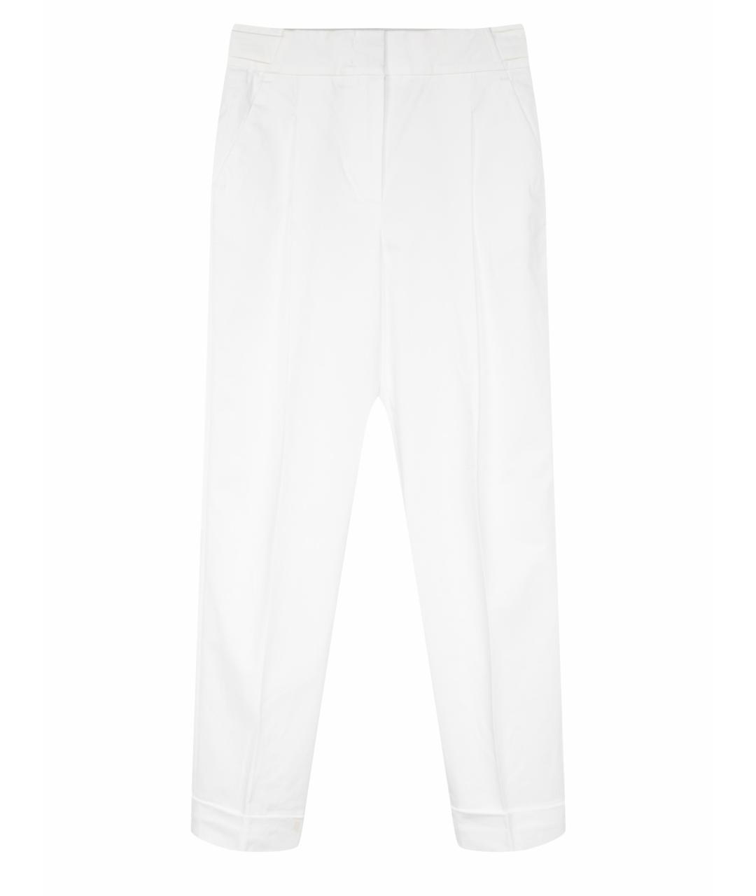 PESERICO Белые хлопко-эластановые прямые брюки, фото 1