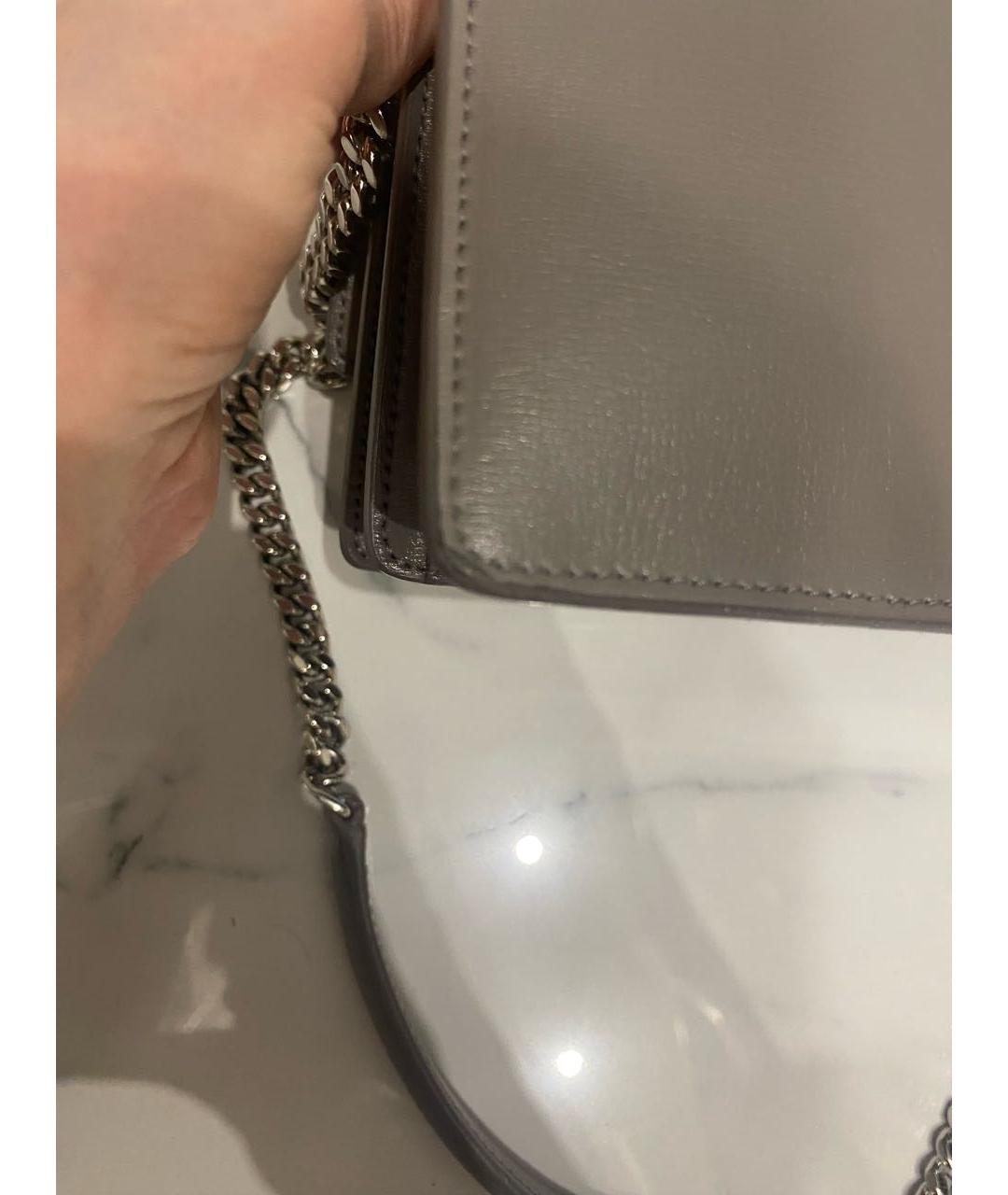 SAINT LAURENT Серая кожаная сумка через плечо, фото 5