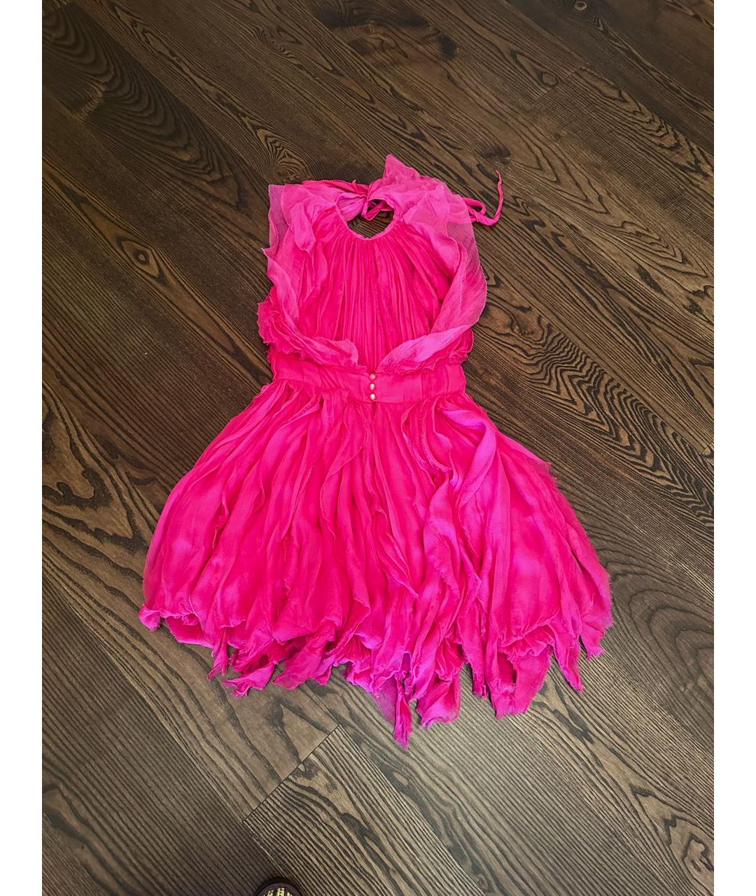 NINA RICCI Розовое шелковое коктейльное платье, фото 2