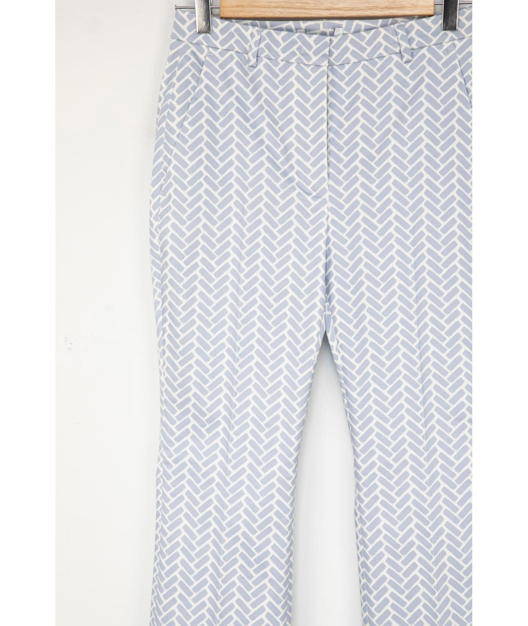 PESERICO Голубые хлопко-эластановые прямые брюки, фото 3