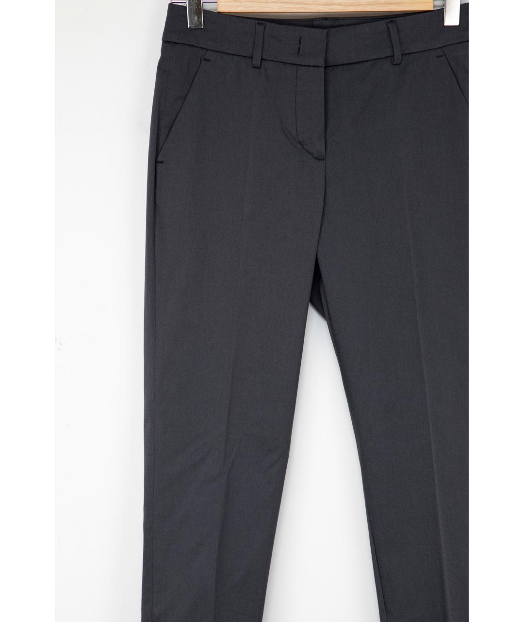 PESERICO Серые хлопко-эластановые прямые брюки, фото 3