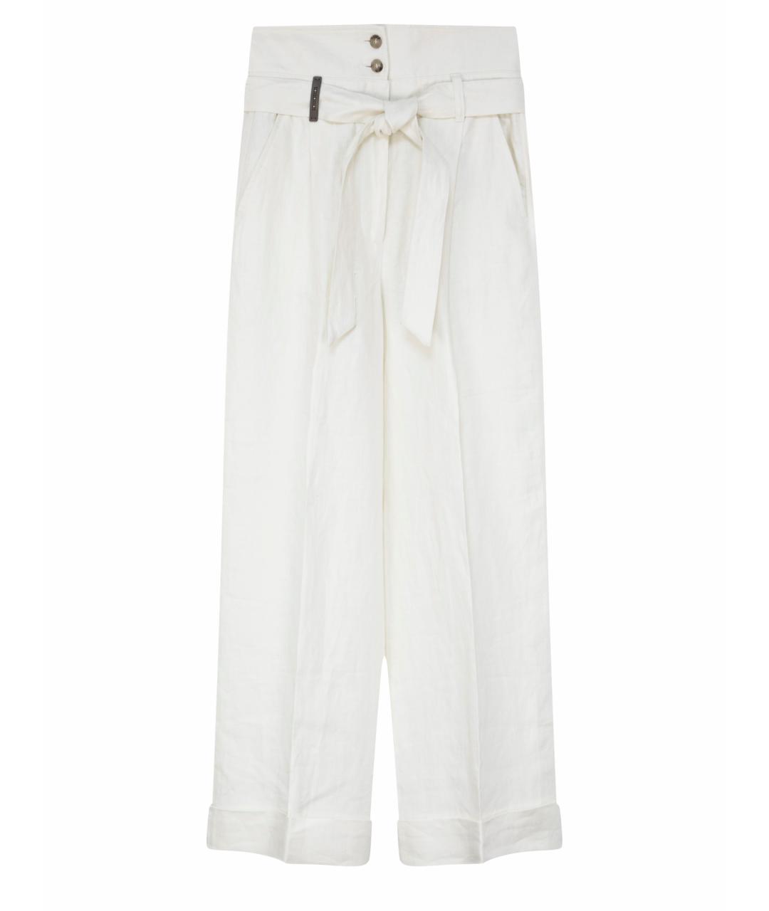 PESERICO Белые льняные брюки широкие, фото 1