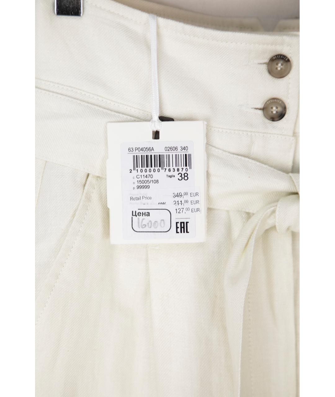 PESERICO Белые льняные брюки широкие, фото 4
