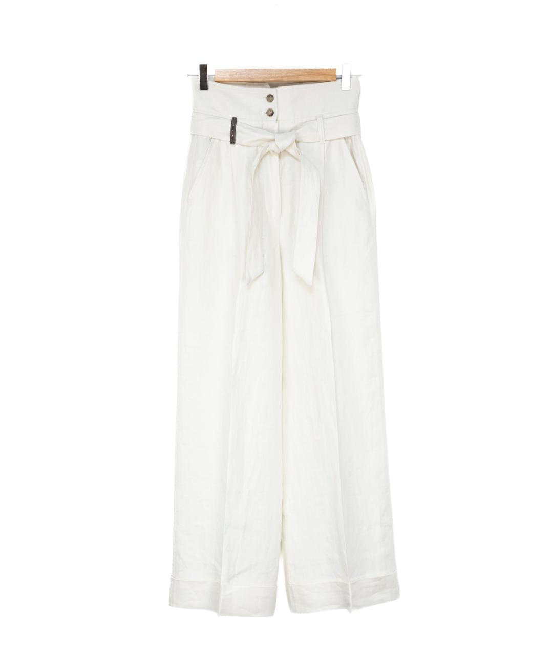 PESERICO Белые льняные брюки широкие, фото 5