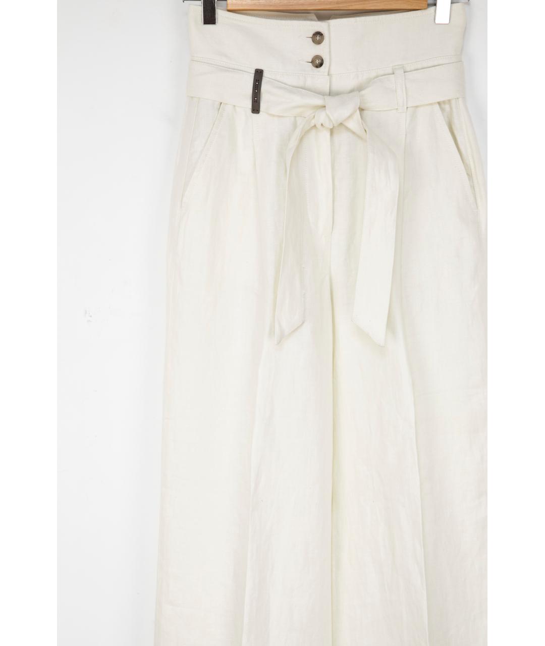 PESERICO Белые льняные брюки широкие, фото 3