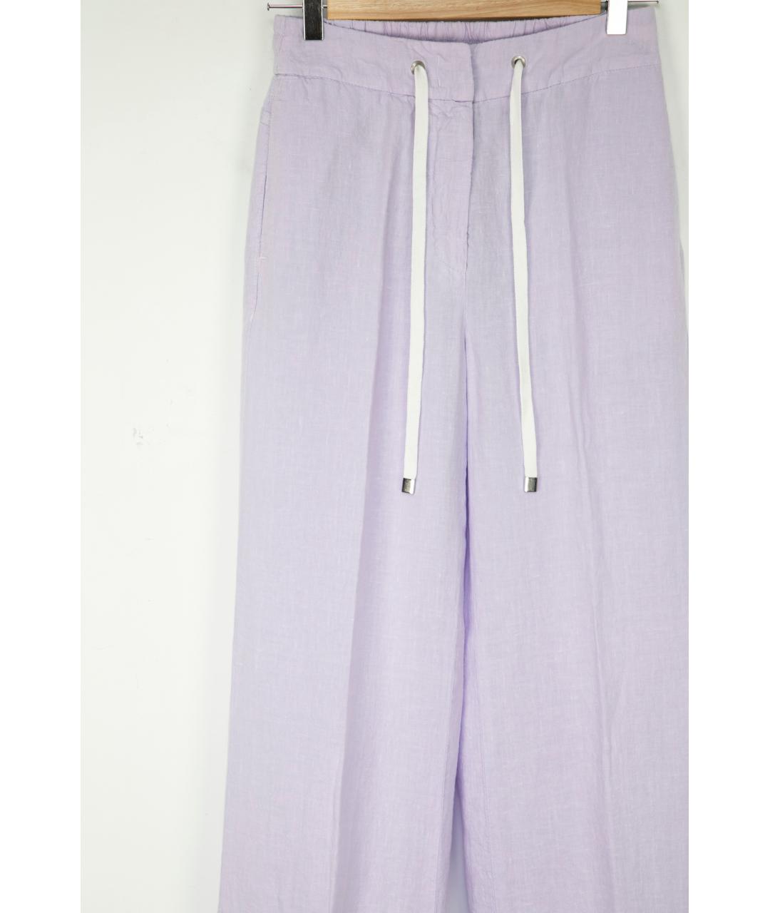 PESERICO Фиолетовые льняные брюки широкие, фото 4