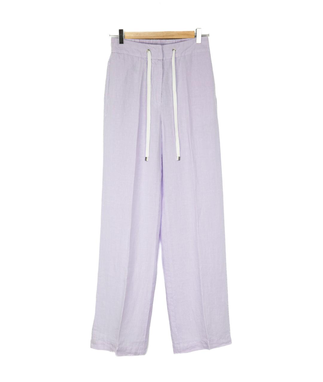 PESERICO Фиолетовые льняные брюки широкие, фото 5