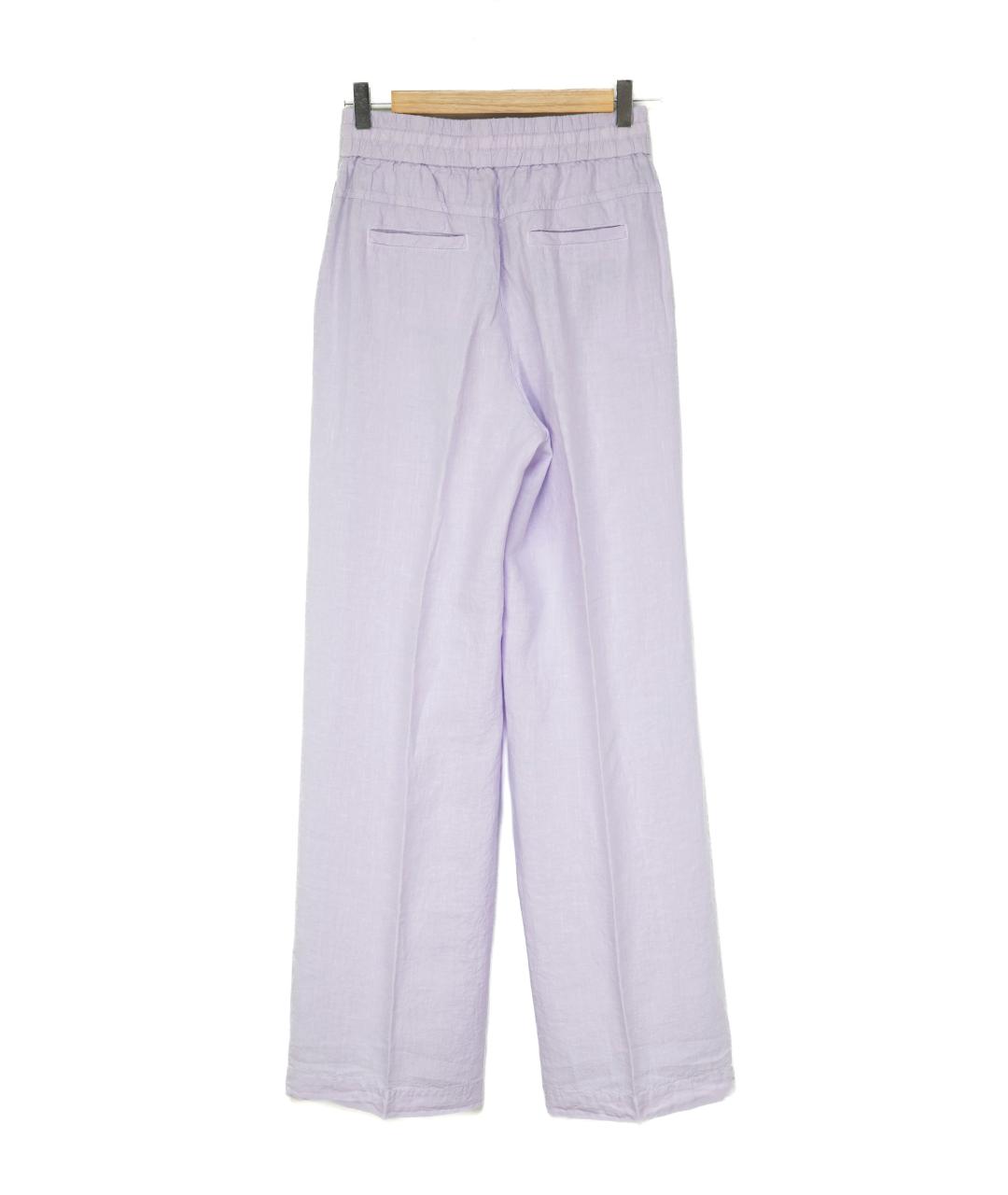 PESERICO Фиолетовые льняные брюки широкие, фото 2