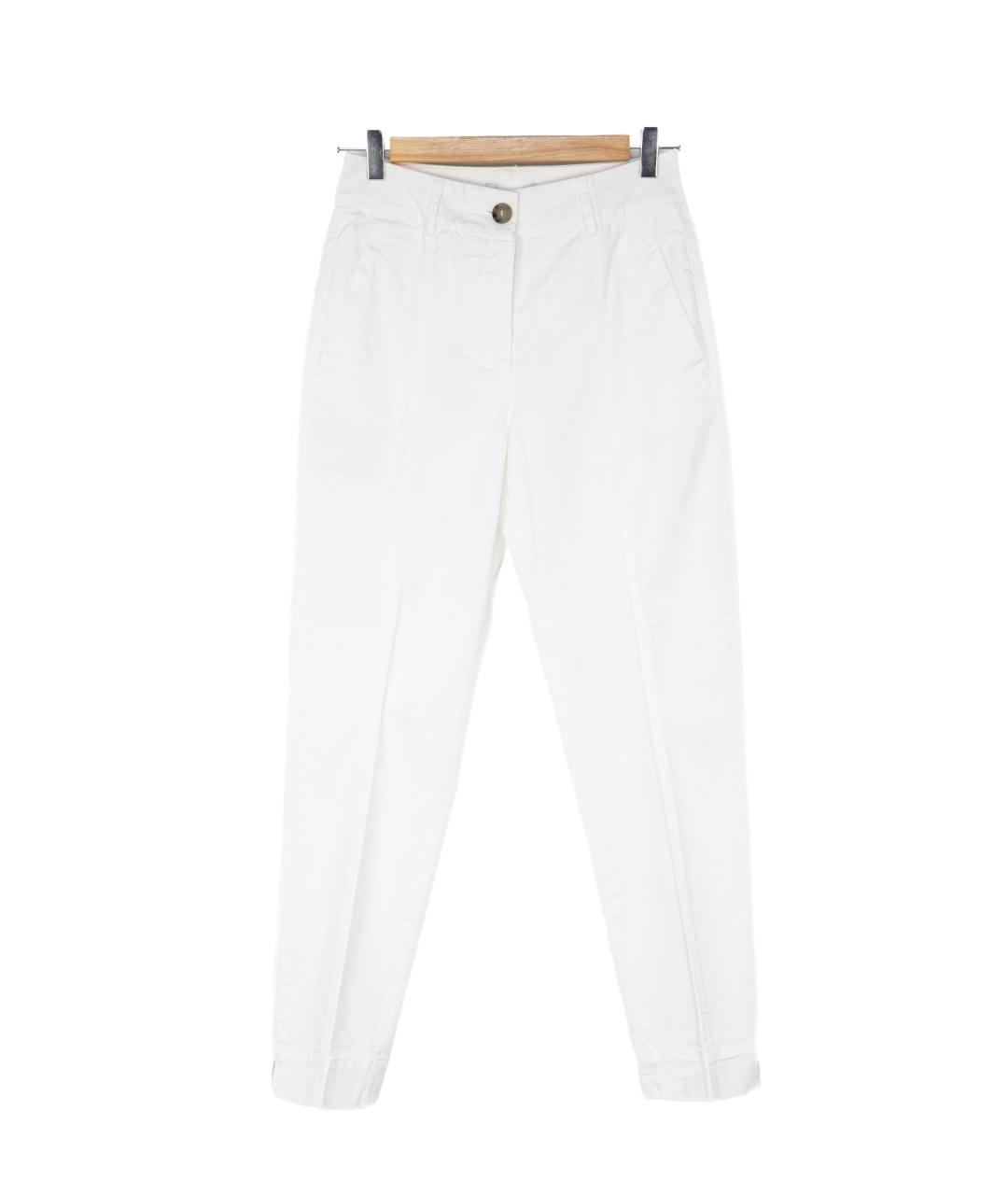 PESERICO Белые хлопковые прямые брюки, фото 5