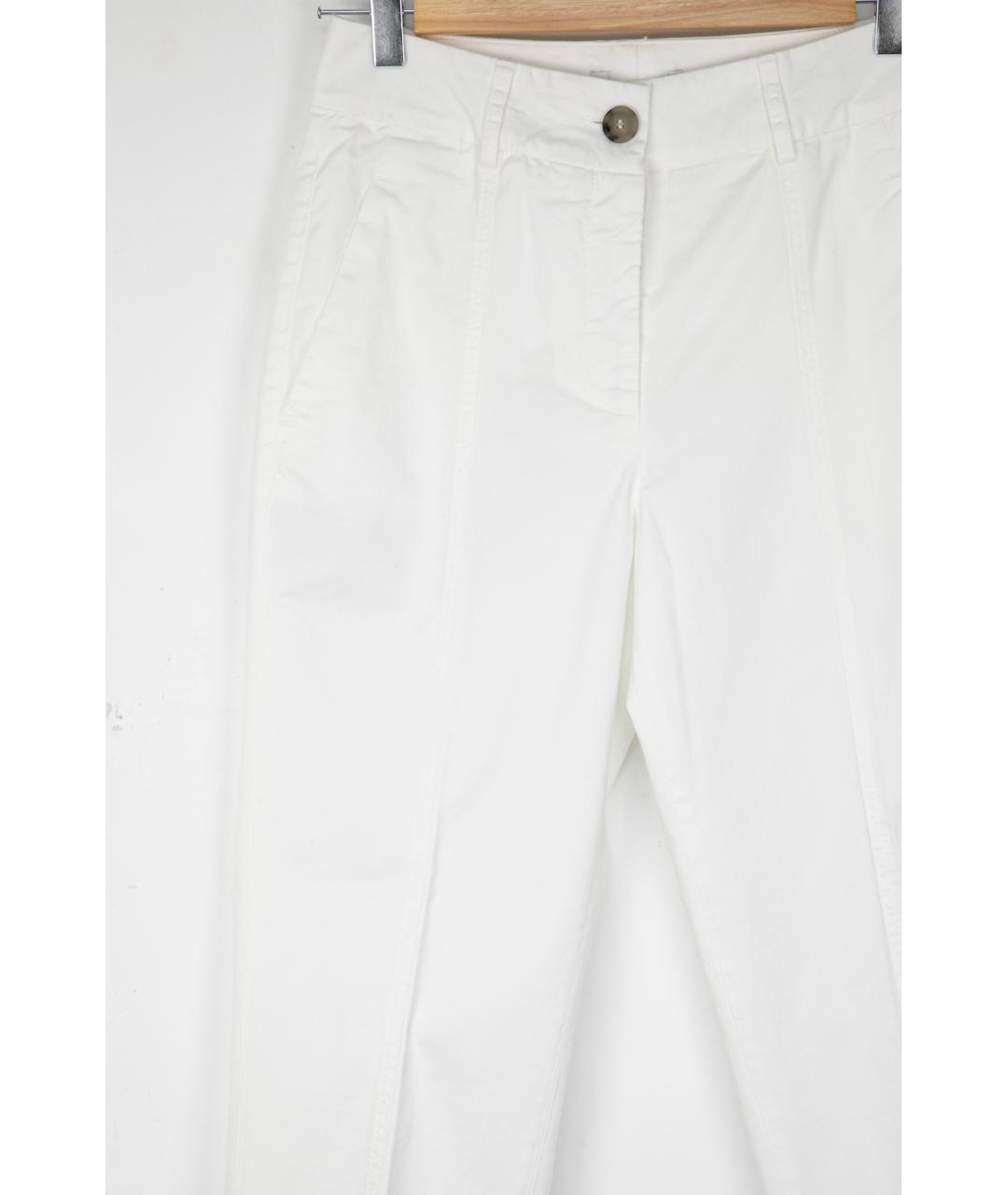 PESERICO Белые хлопковые прямые брюки, фото 4