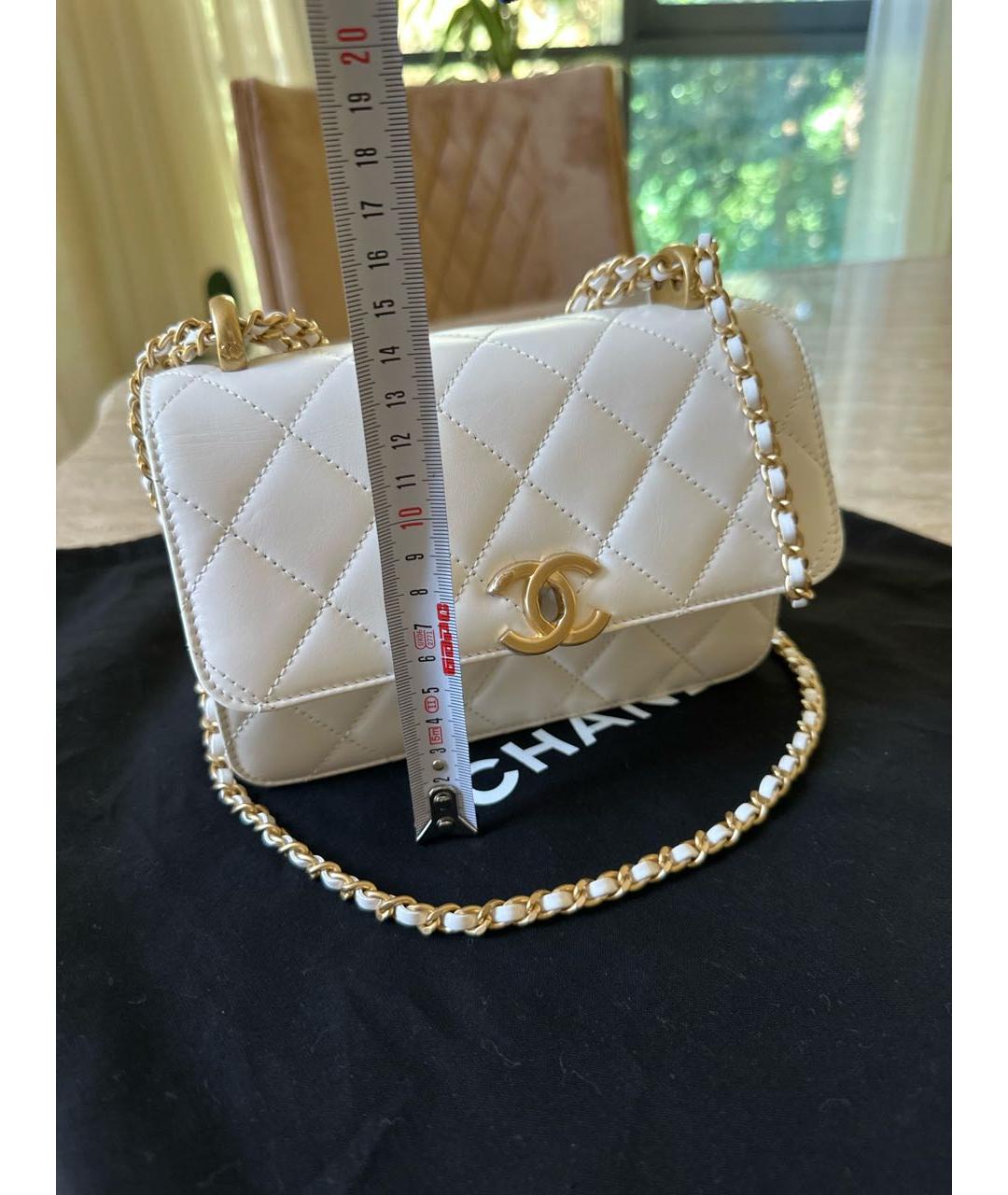 CHANEL PRE-OWNED Белая кожаная сумка через плечо, фото 6