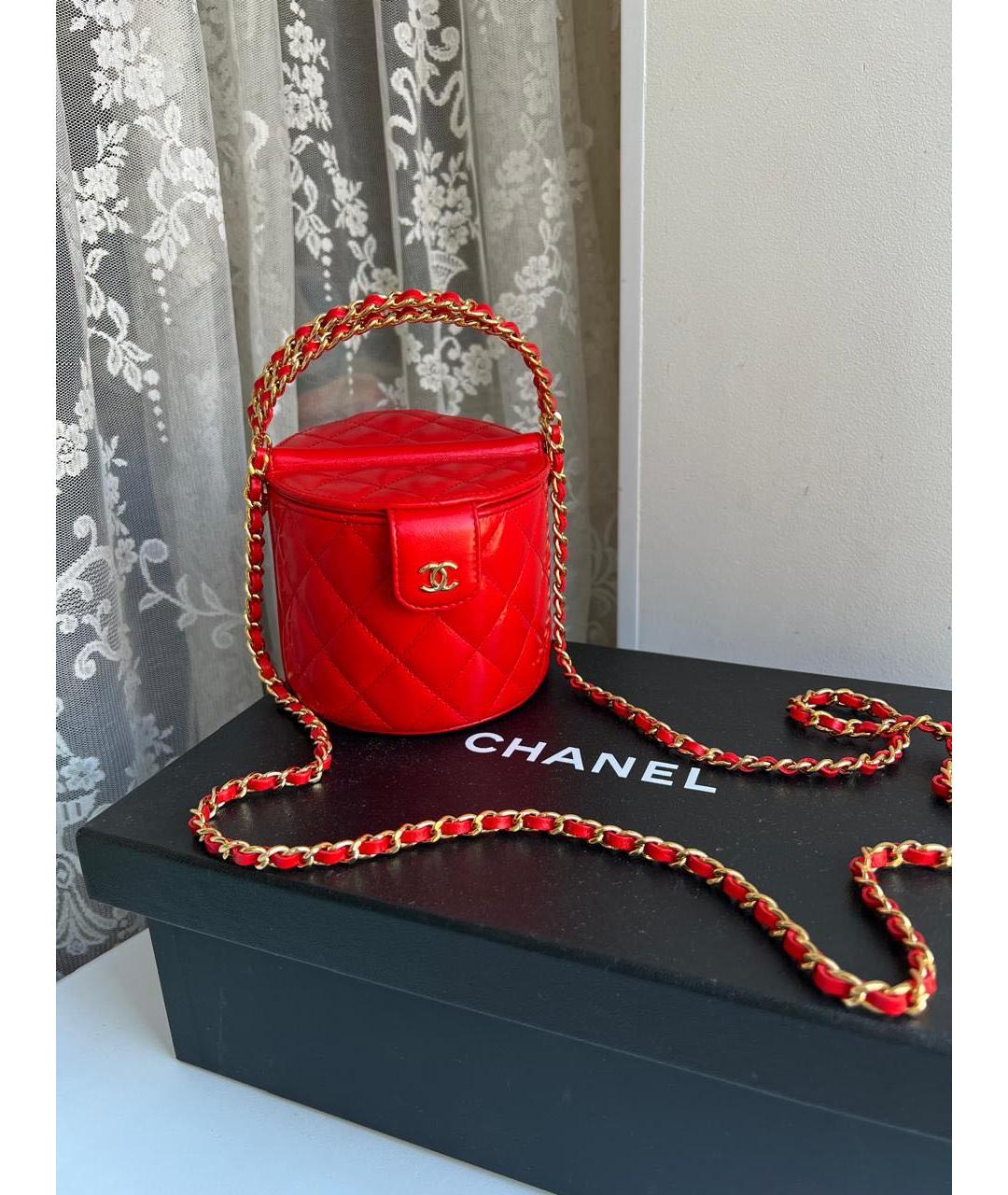 CHANEL PRE-OWNED Красная кожаная сумка через плечо, фото 9