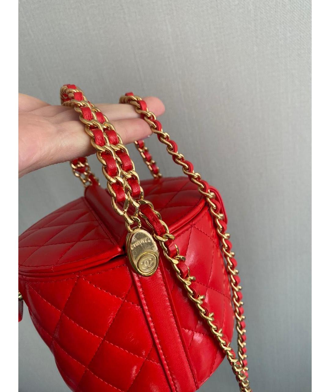 CHANEL PRE-OWNED Красная кожаная сумка через плечо, фото 5