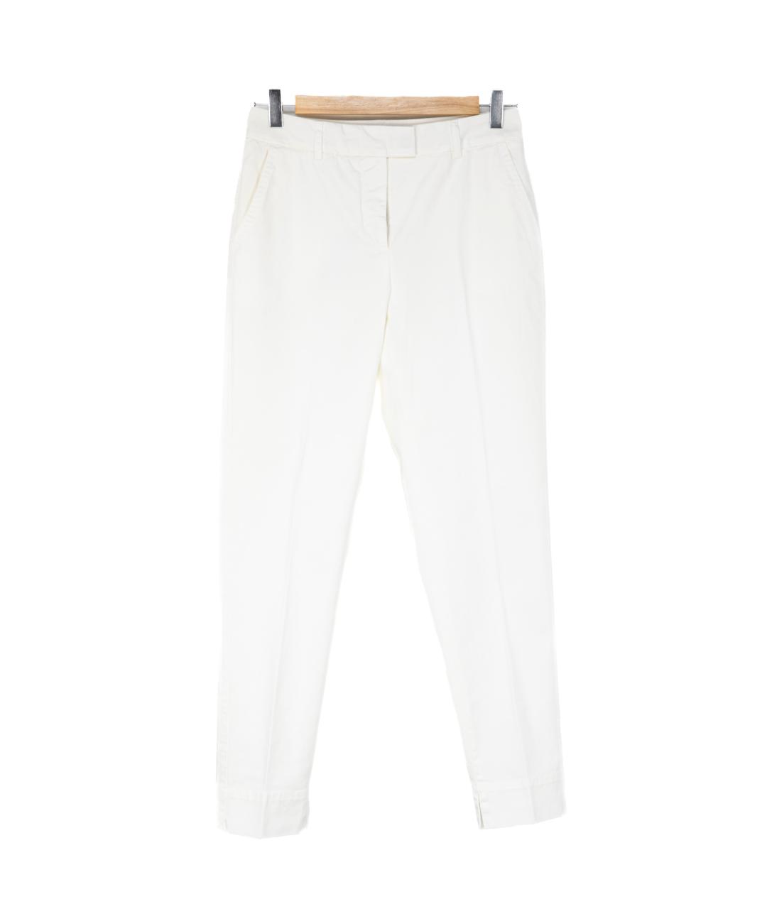 PESERICO Белые хлопко-эластановые прямые брюки, фото 5