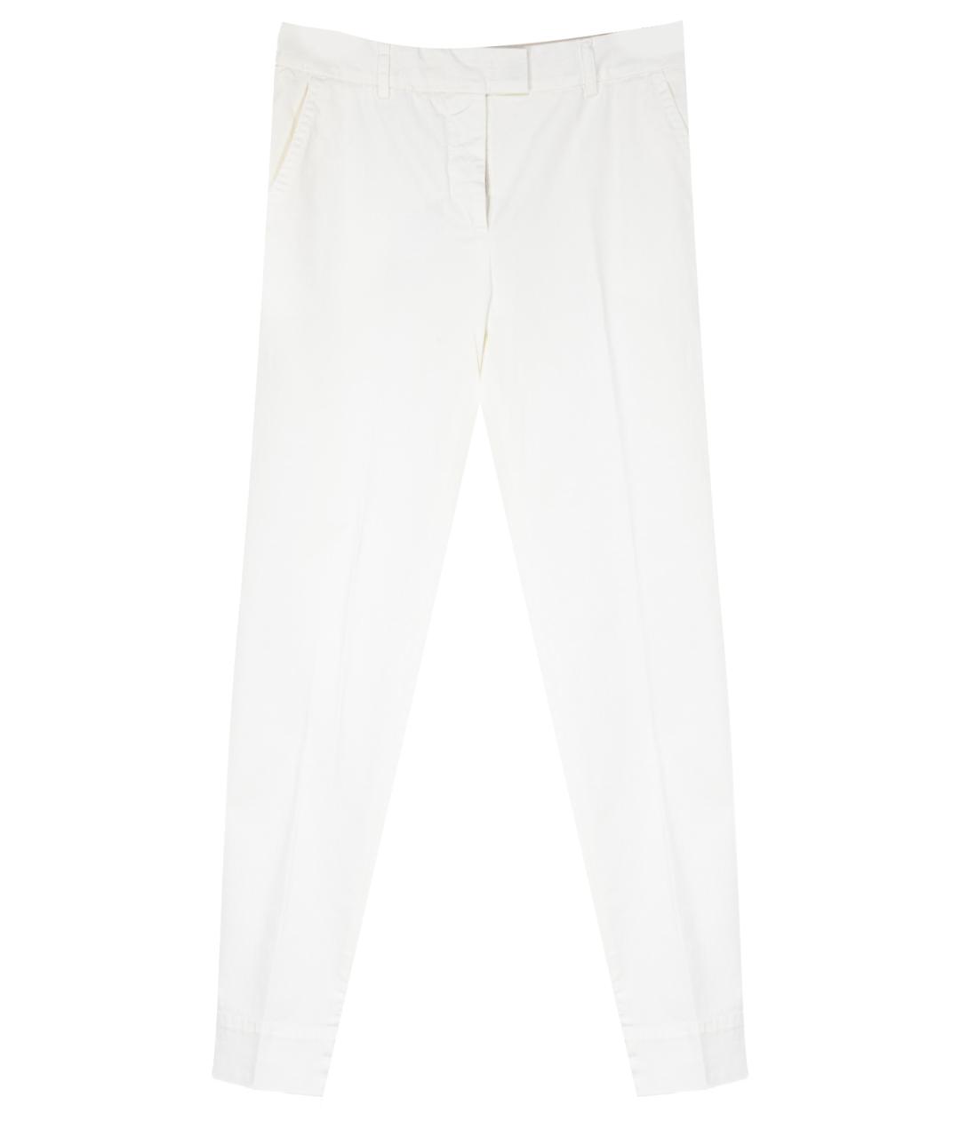 PESERICO Белые хлопко-эластановые прямые брюки, фото 1