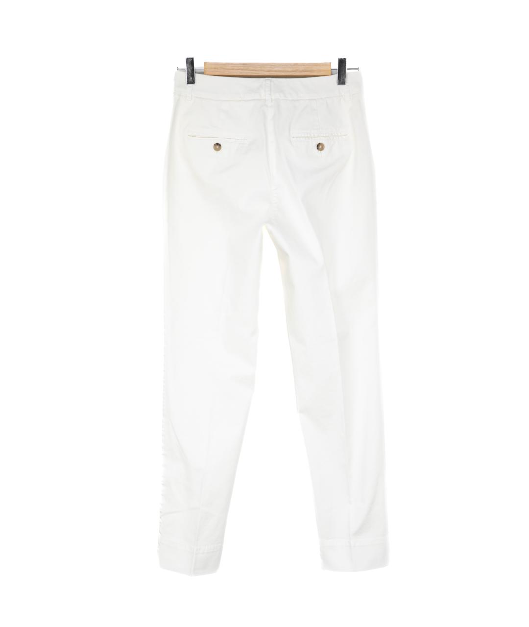 PESERICO Белые хлопко-эластановые прямые брюки, фото 2