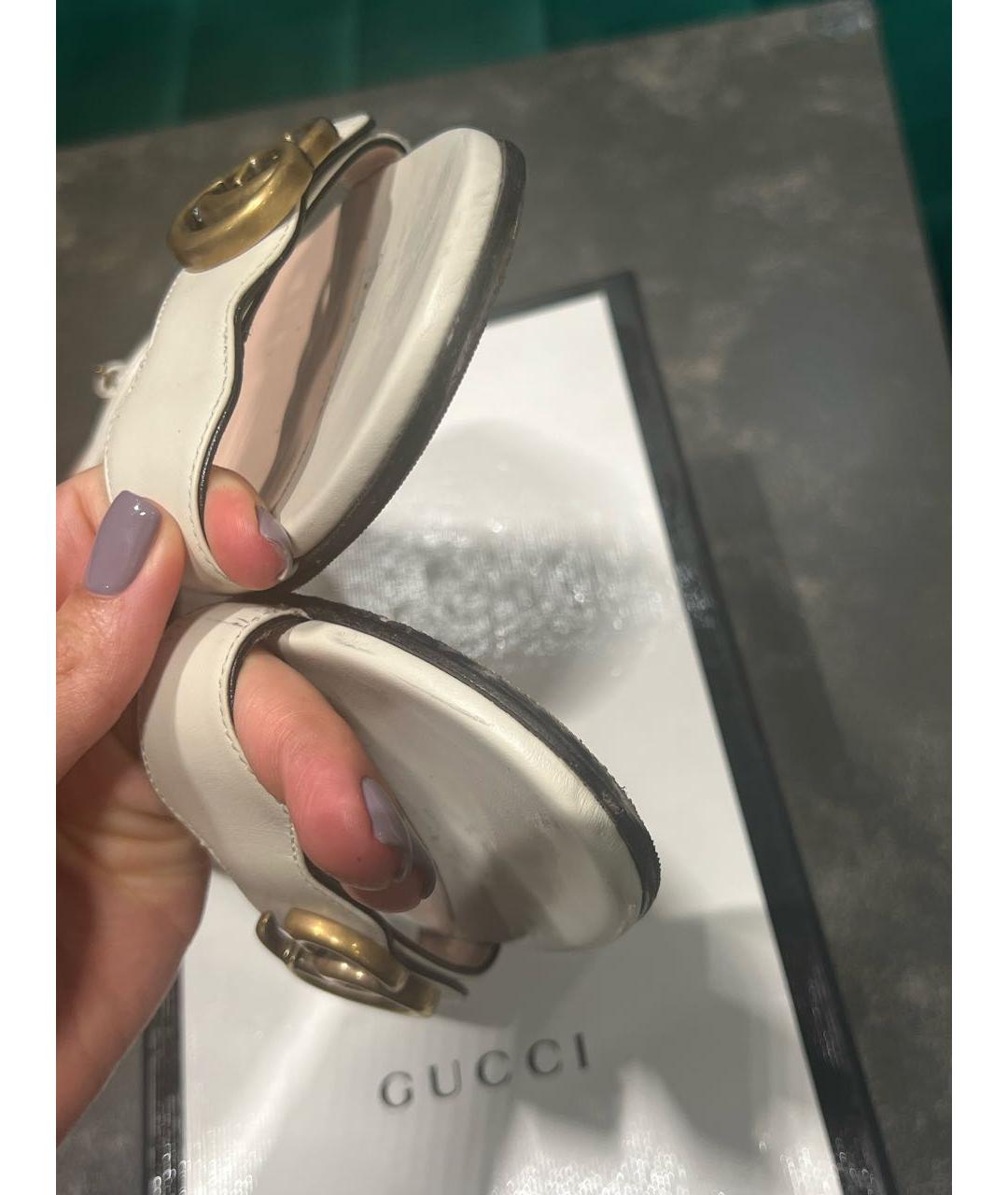 GUCCI Белые кожаные босоножки, фото 4