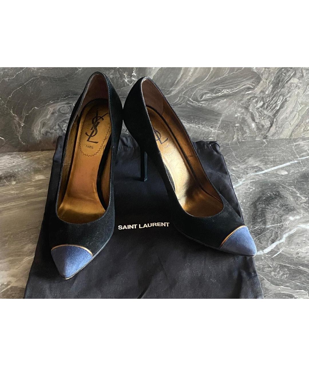 SAINT LAURENT Черные замшевые туфли, фото 7