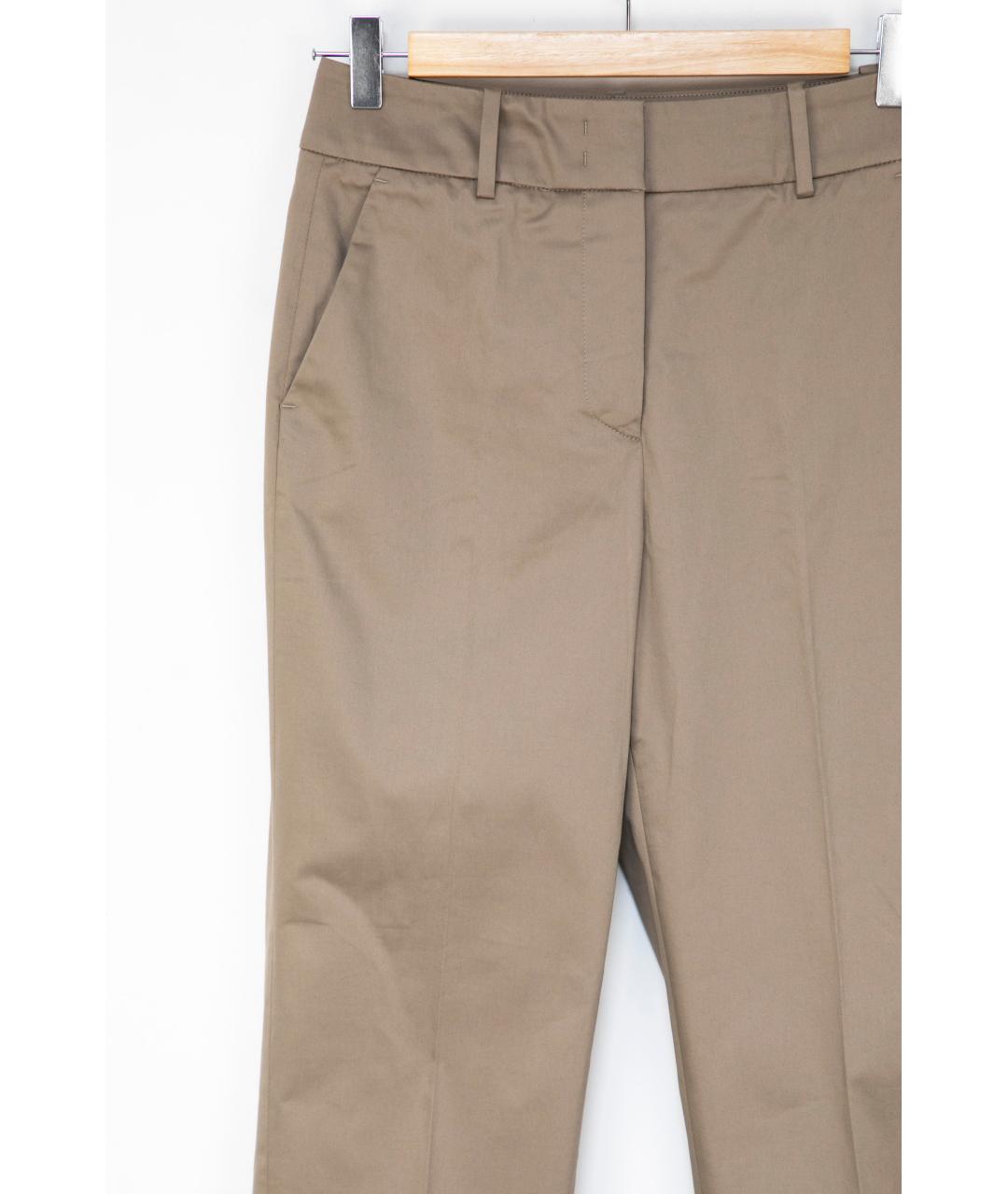 PESERICO Бежевые хлопко-эластановые прямые брюки, фото 3