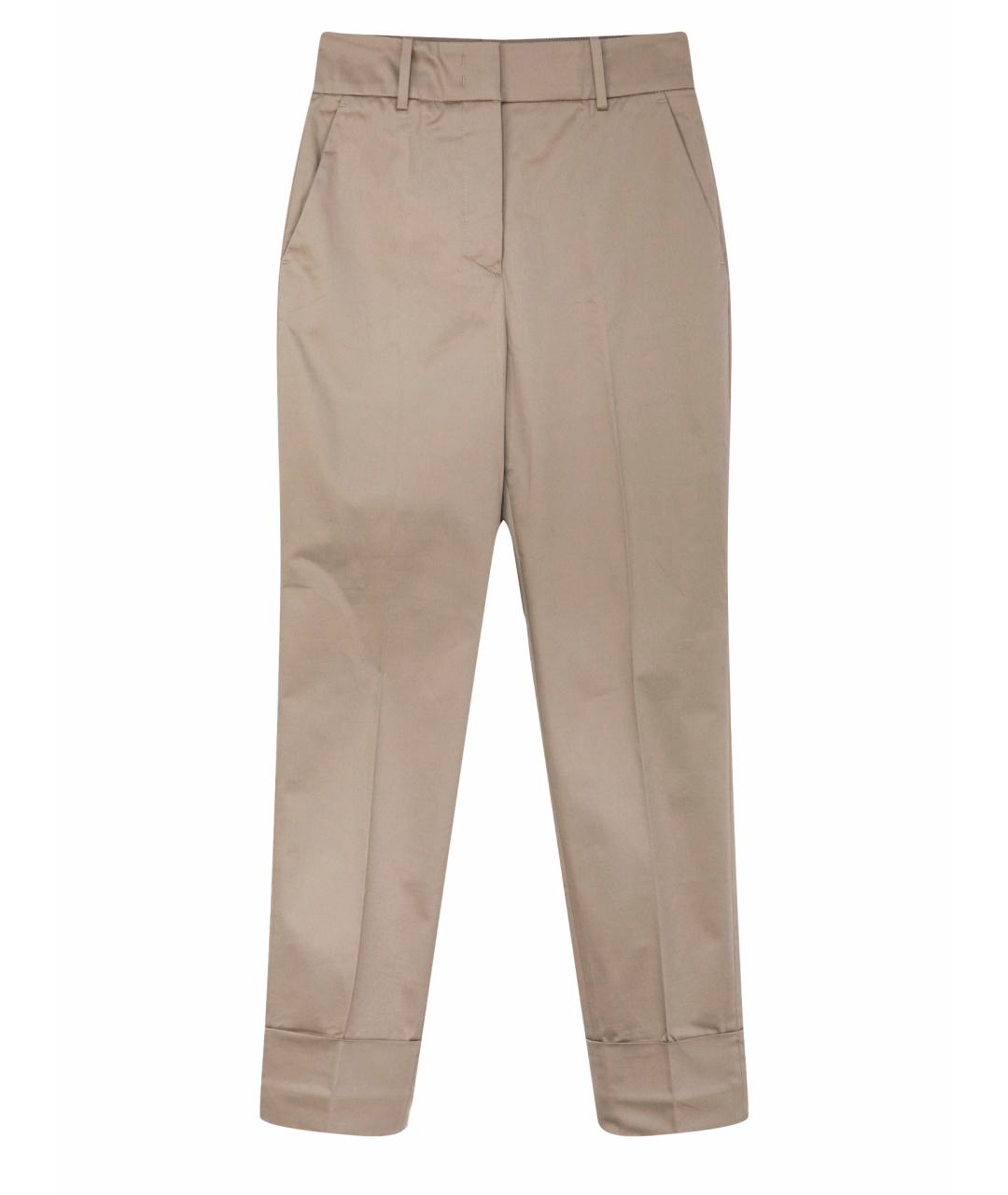 PESERICO Бежевые хлопко-эластановые прямые брюки, фото 1