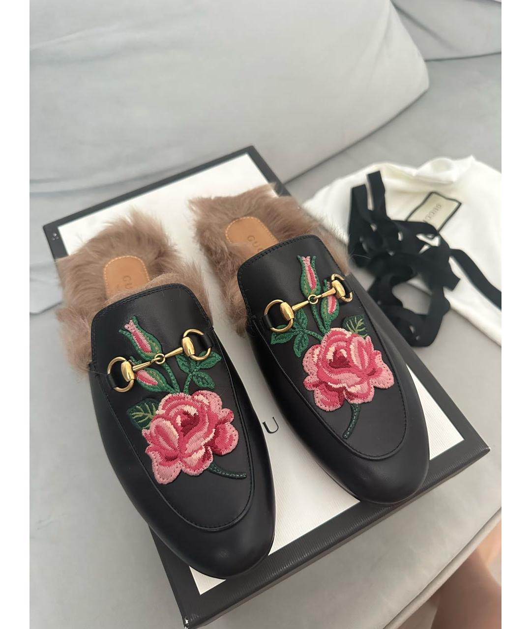 GUCCI Черные кожаные мюли, фото 3