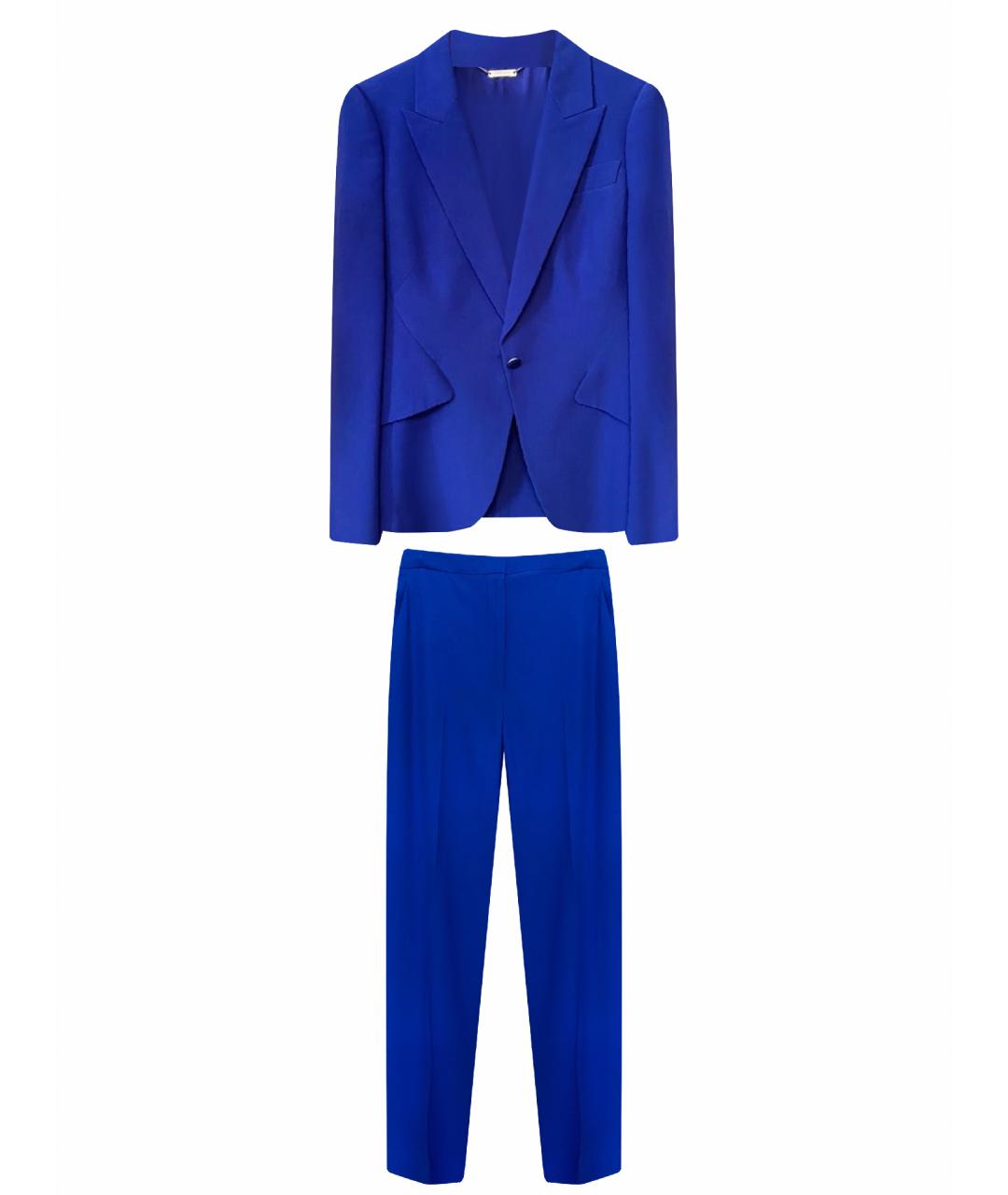 ALEXANDER MCQUEEN Синий шелковый костюм с брюками, фото 1