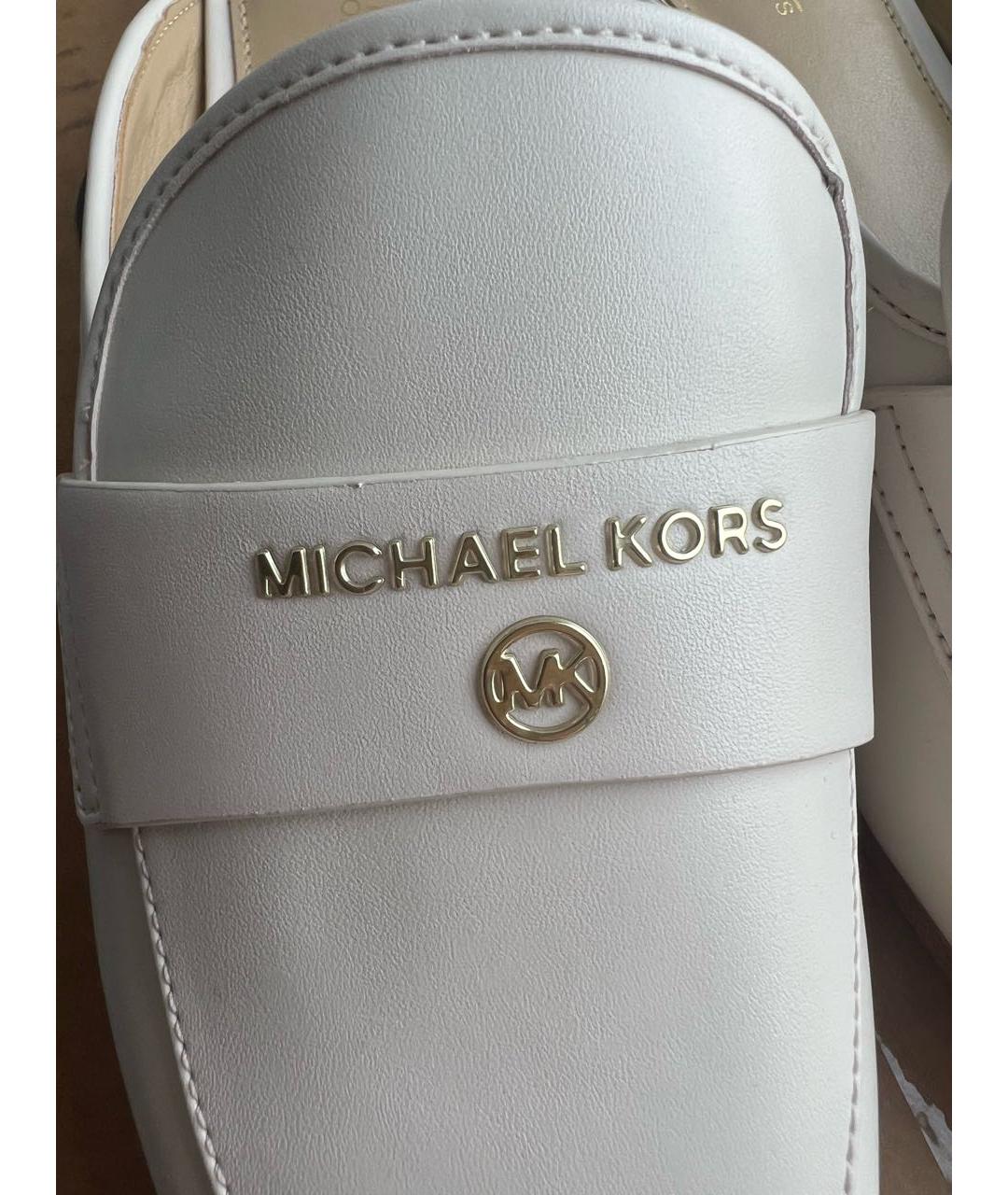 MICHAEL KORS Белые кожаные мюли, фото 8