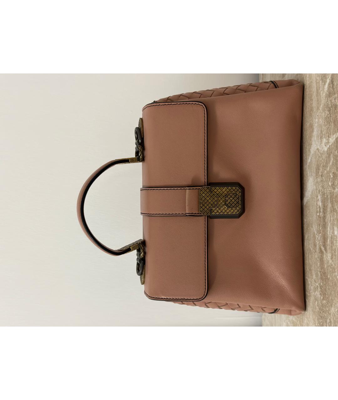 BOTTEGA VENETA Розовая кожаная сумка с короткими ручками, фото 1