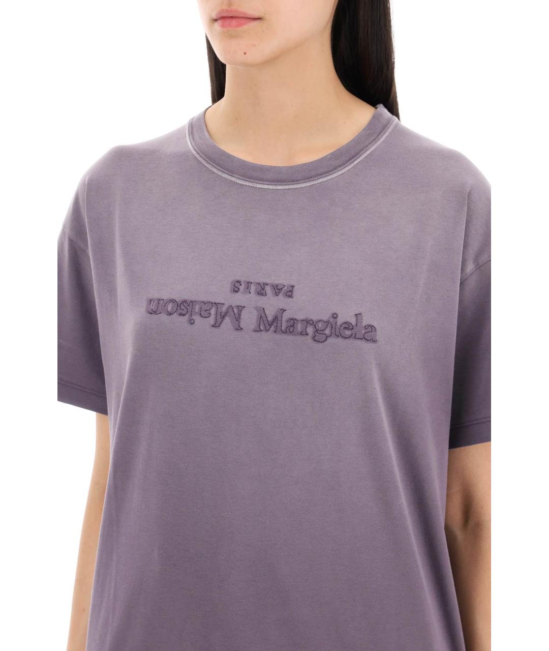 MAISON MARGIELA Фиолетовая хлопковая футболка, фото 6