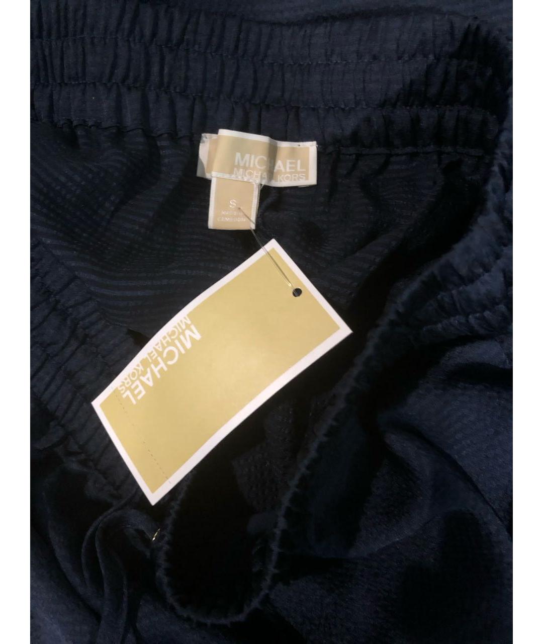 MICHAEL MICHAEL KORS Темно-синие полиэстеровые брюки широкие, фото 4