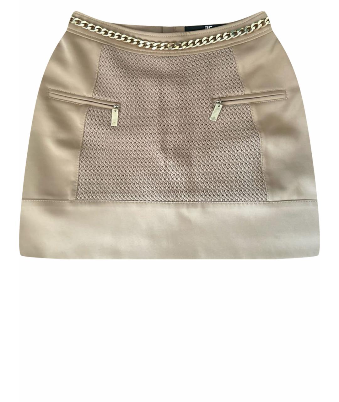 ELISABETTA FRANCHI Бежевая полиэстеровая юбка мини, фото 1