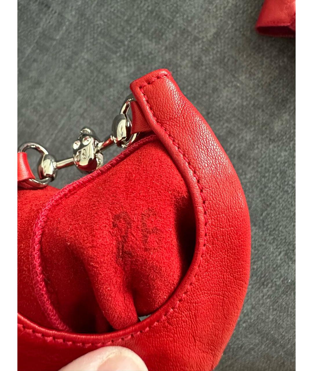 PHILIPP PLEIN Красные кожаные митенки, фото 3