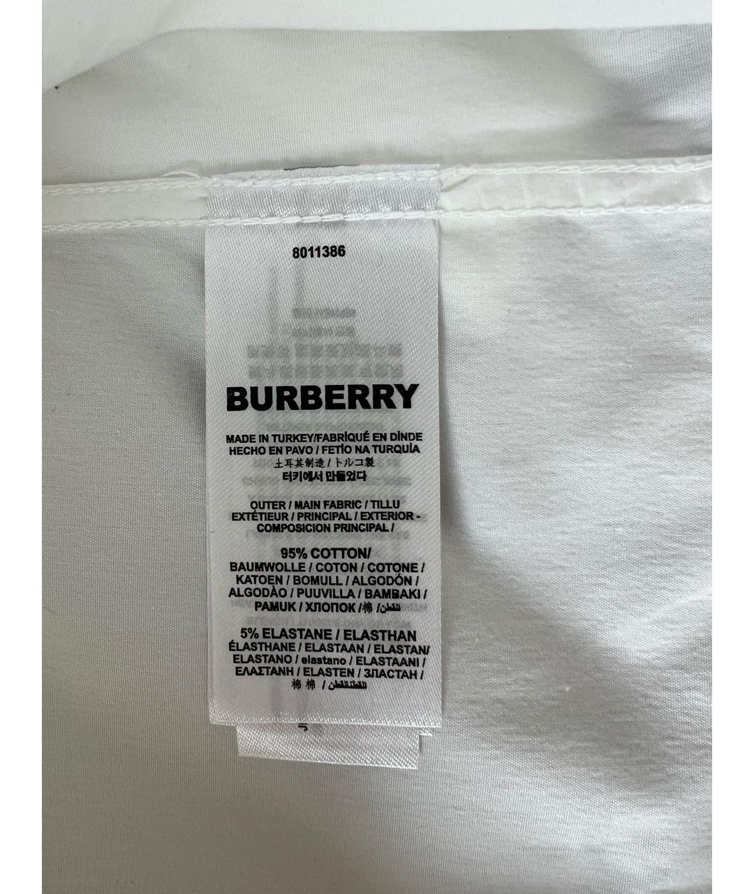 BURBERRY Белая хлопковая классическая рубашка, фото 6