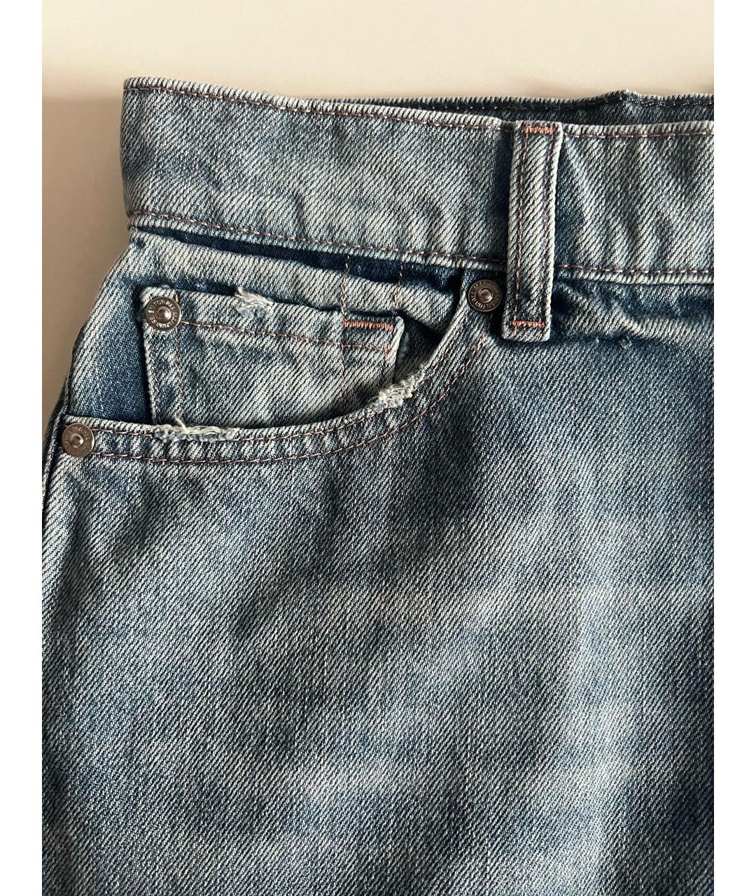 7 FOR ALL MANKIND Голубые хлопковые прямые джинсы, фото 4