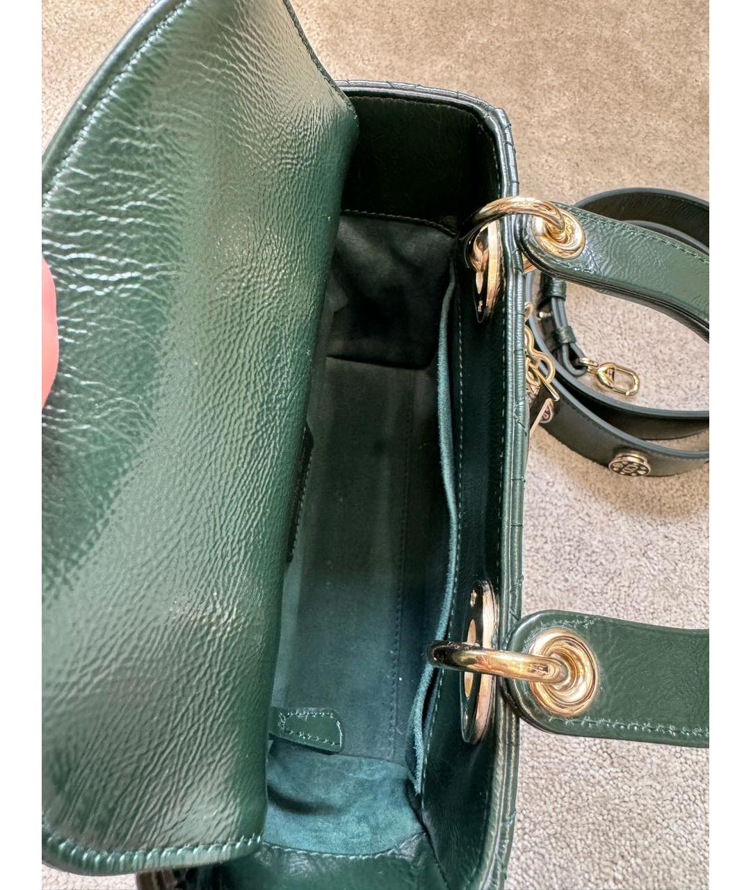 CHRISTIAN DIOR PRE-OWNED Зеленая кожаная сумка с короткими ручками, фото 6