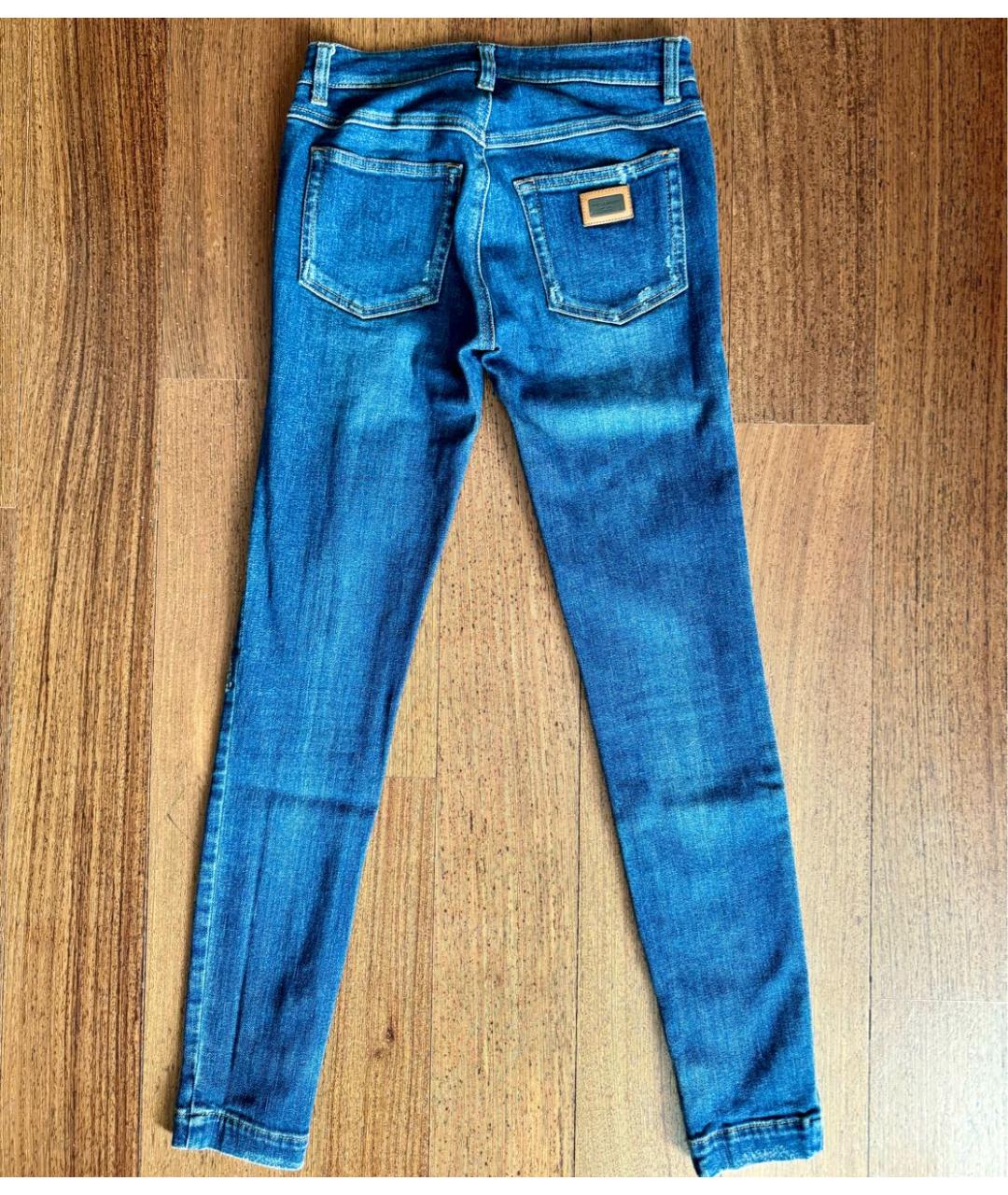 DOLCE&GABBANA Синие хлопко-эластановые джинсы слим, фото 2