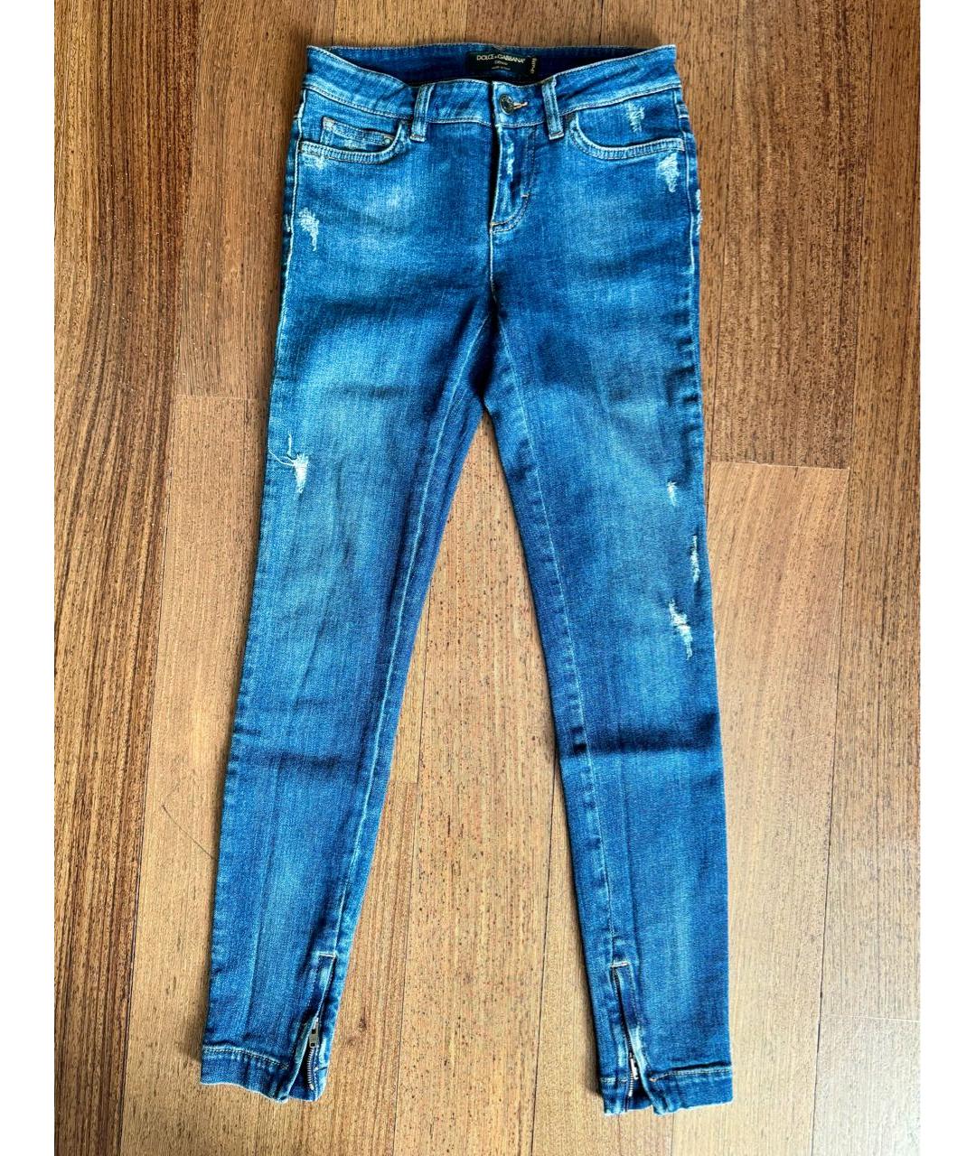 DOLCE&GABBANA Синие хлопко-эластановые джинсы слим, фото 7
