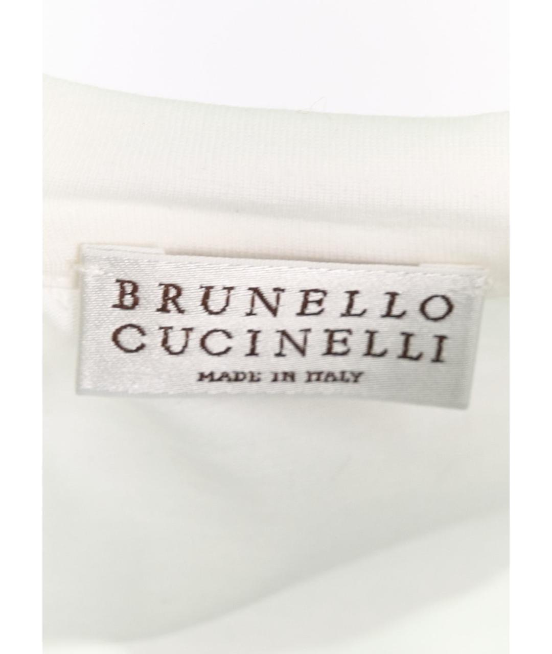 BRUNELLO CUCINELLI Белая хлопко-эластановая футболка, фото 3