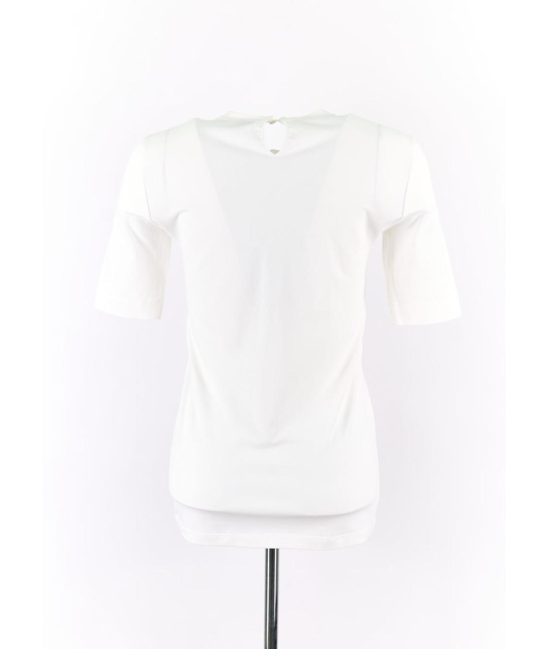 BRUNELLO CUCINELLI Белая хлопко-эластановая футболка, фото 2