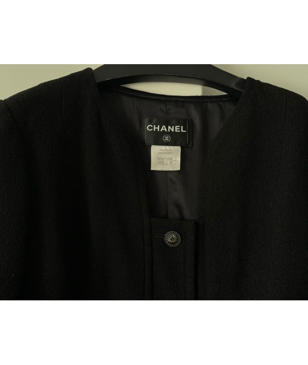 CHANEL PRE-OWNED Черный твидовый жакет/пиджак, фото 3